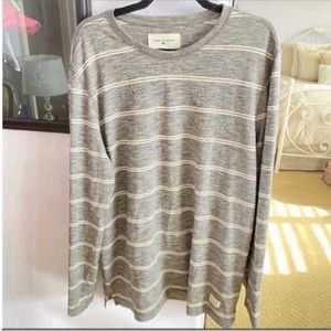 Men’s Gray Modern Amusement Striped Pullover Sweater Size Large